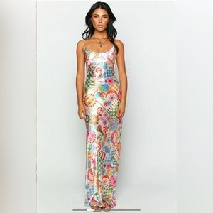 Worn once satin summer print dress